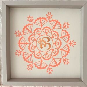 Mandala Wall Art with Om Symbol - Gray/Blush Coral/Rosegold